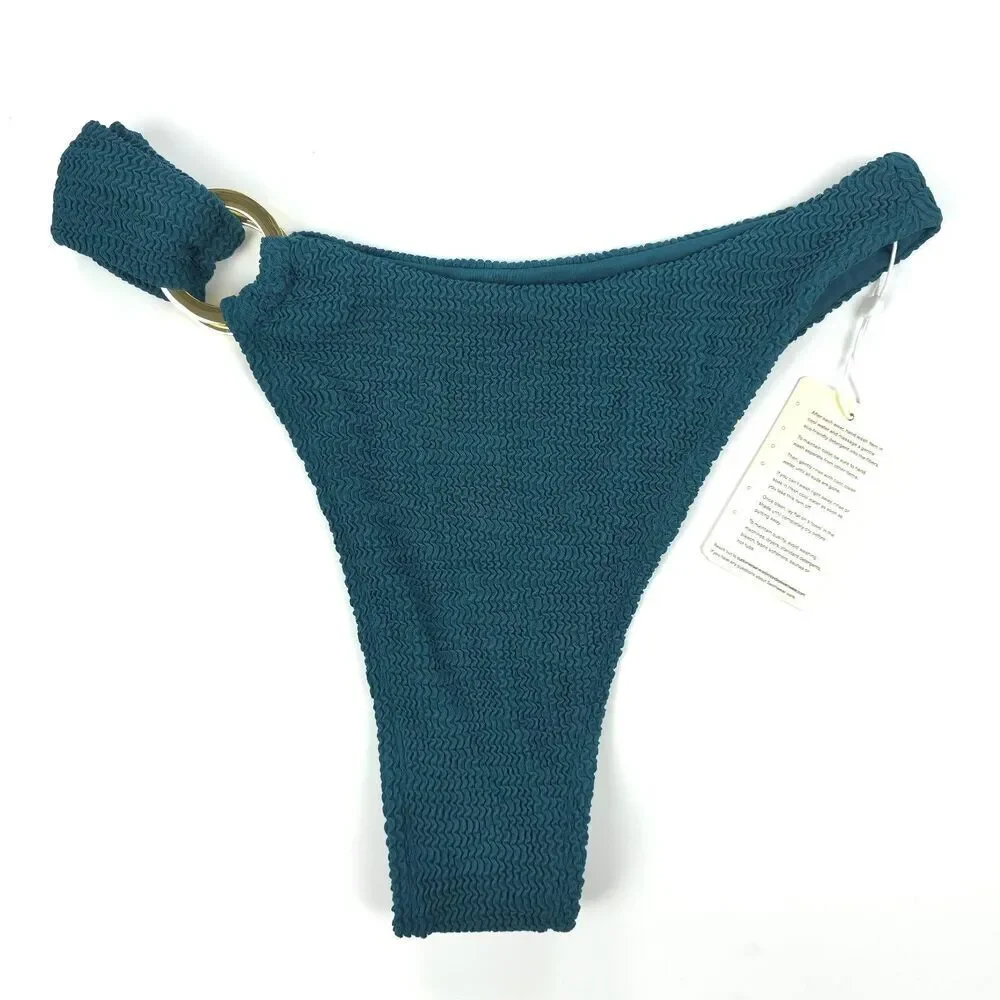 NWT Monday Swimwear Bronte Bottom Evergreen Crinkle Minimal Resort Clean Girl VV